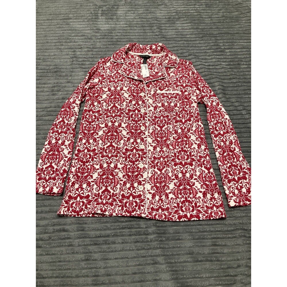 Soma Intimates XS LS Notch Collar PJ Regal Top Ravishing Red